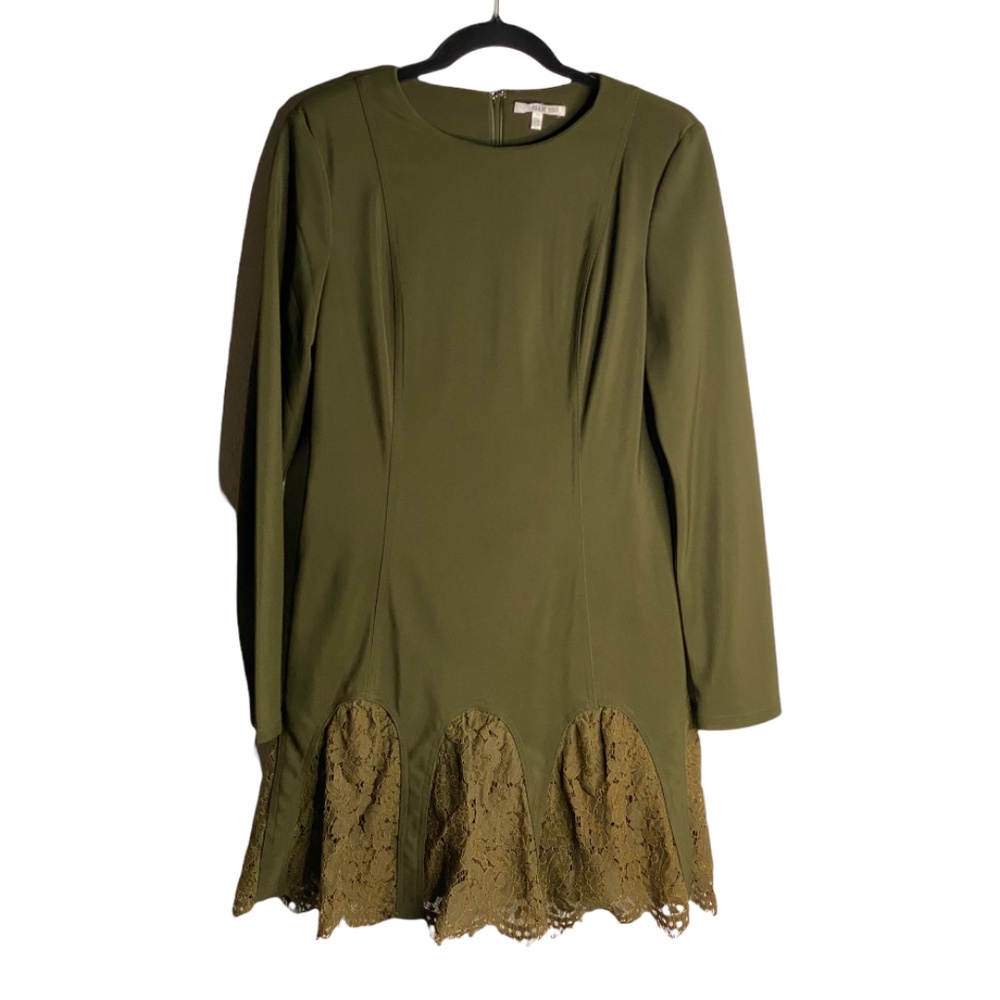ASILIO Olive Lace Hem Long Sleeve Mini Dress Size US 8